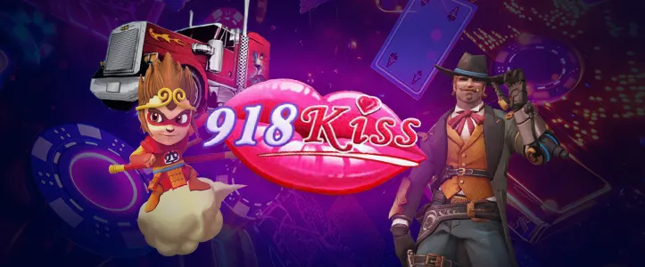 kiss918 slot game banner with cute cartoon 